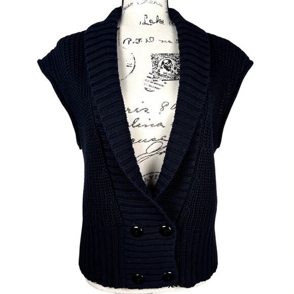 Cato Sweaters - Cato Sz L Chunky Knit Sweater Vest Black Sleeveless Cardigan Double Breasted
